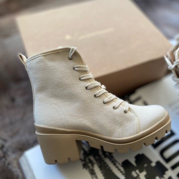 Anthropologie Justine Canvas Lace-Up Boots - Picture 6 of 9